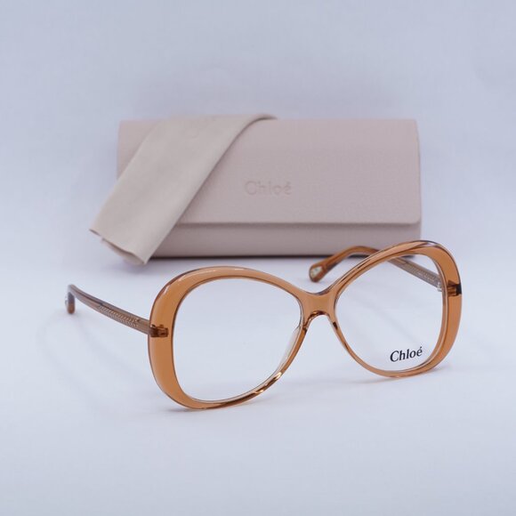 Chloe CH0011O 001 Butterfly Eyeglasses 56mm - Transparent Orange - Picture 6 of 12